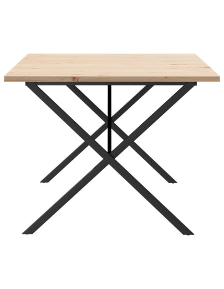 Table à manger Style Industriel cadre en X en bois de pin massif & fonte 200 x 100 x 75.5 cm {attributes}