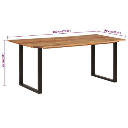 Table salle à manger Style Industriel en bois d'acacia massif 180 x 90 x 76 cm {attributes}