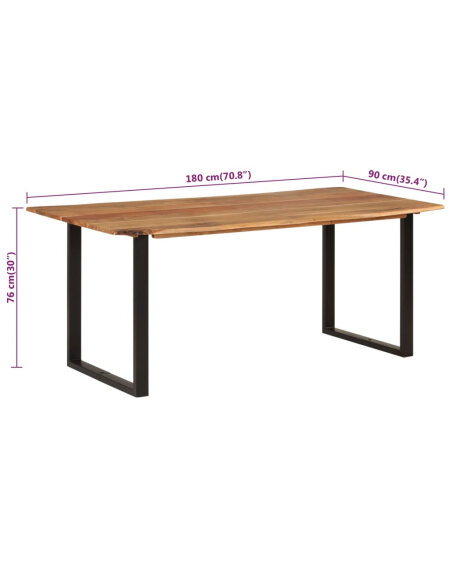 Table salle à manger Style Industriel en bois d'acacia massif 180 x 90 x 76 cm {attributes} Table salle à manger Style Industriel en bois d'acacia massif 180 x 90 x 76 cm {attributes}