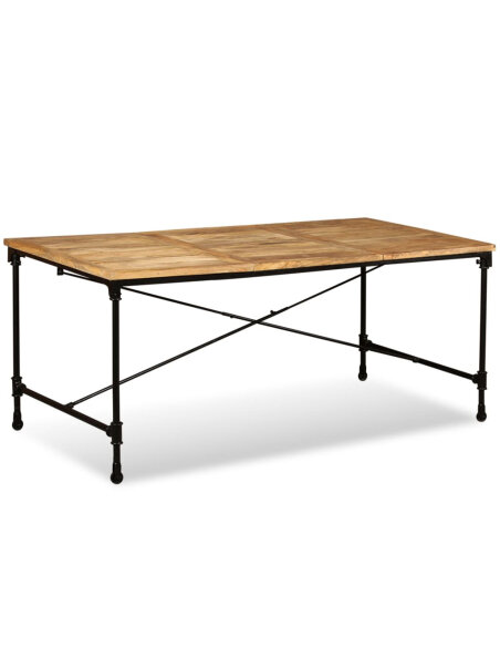 Table à manger Style Industriel en bois de manguier massif 180 x 90 x 76 cm {attributes} Table à manger Style Industriel en bois de manguier massif 180 x 90 x 76 cm {attributes}