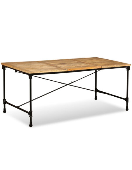 Table à manger Style Industriel en bois de manguier massif 180 x 90 x 76 cm {attributes} Table à manger Style Industriel en bois de manguier massif 180 x 90 x 76 cm {attributes}
