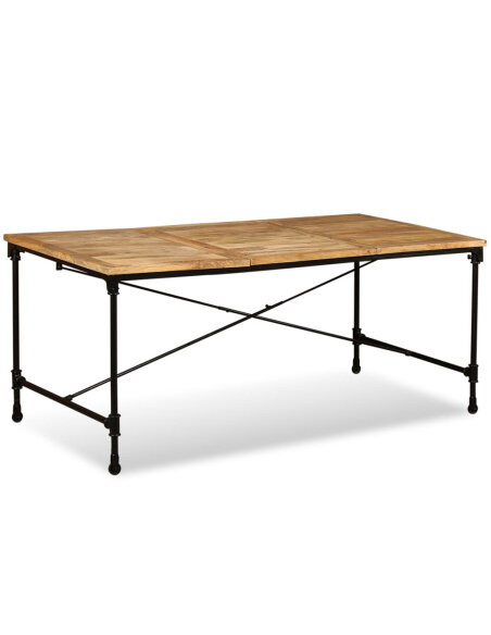 Table à manger Style Industriel en bois de manguier massif 180 x 90 x 76 cm {attributes} Table à manger Style Industriel en bois de manguier massif 180 x 90 x 76 cm {attributes}