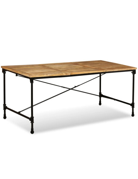 Table à manger Style Industriel en bois de manguier massif 180 x 90 x 76 cm {attributes} Table à manger Style Industriel en bois de manguier massif 180 x 90 x 76 cm {attributes}