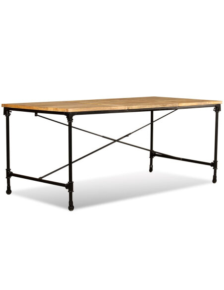 Table à manger Style Industriel en bois de manguier massif 180 x 90 x 76 cm {attributes} Table à manger Style Industriel en bois de manguier massif 180 x 90 x 76 cm {attributes}