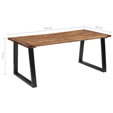 Table à manger Style Industriel en bois d'acacia massif 180x90 cm {attributes}