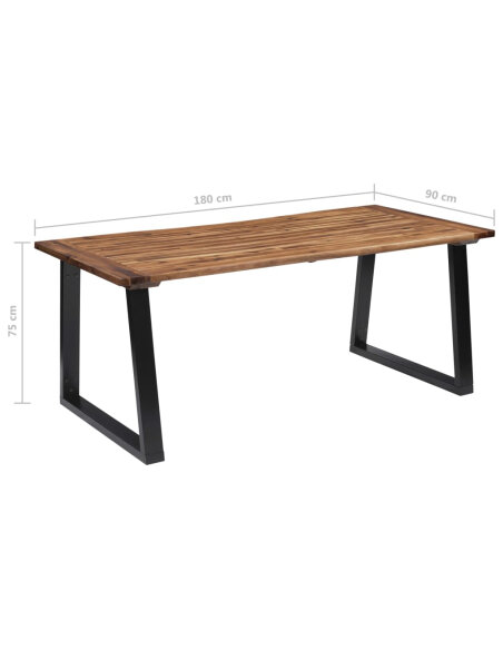 Table à manger Style Industriel en bois d'acacia massif 180x90 cm {attributes} Table à manger Style Industriel en bois d'acacia massif 180x90 cm {attributes}