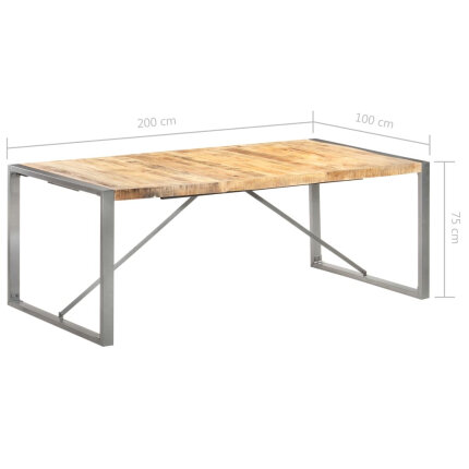 Table à manger style Industriel / Bohème en bois de manguier massif brut 200 x 100 x 75 cm {attributes}