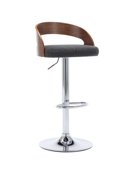 Tabourets de bar Rétro / Vintage en lot de 2 en tissu et bois courbé Gris  {attributes} Tabourets de bar Rétro / Vintage en lot de 2 en tissu et bois courbé Gris  {attributes}