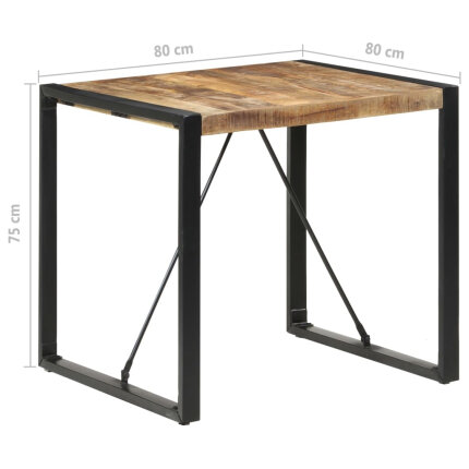 Table à manger Style Industriel en bois de manguier brut 80 x 80 x 75 cm {attributes}