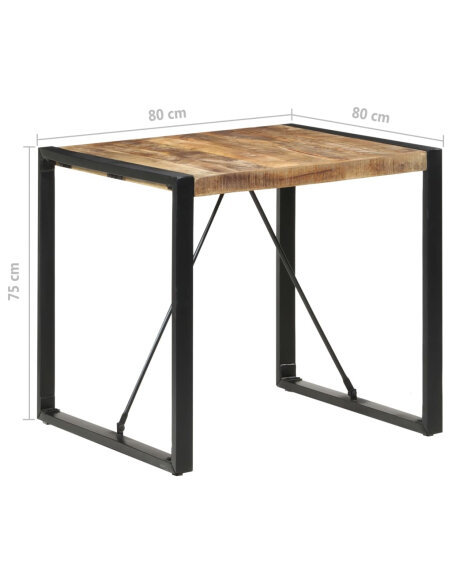 Table à manger Style Industriel en bois de manguier brut 80 x 80 x 75 cm {attributes}