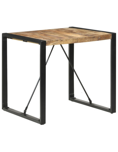 Table à manger Style Industriel en bois de manguier brut 80 x 80 x 75 cm {attributes}