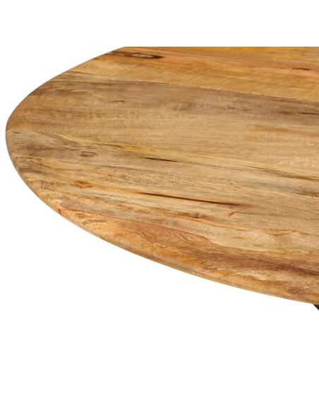 Table à manger Style Industriel en bois de manguier massif et acier Ø 110 x 78 cm {attributes}