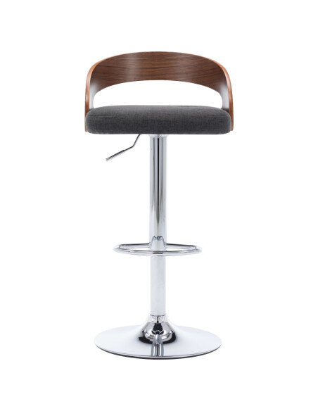 Tabourets de bar Rétro / Vintage en lot de 2 en tissu et bois courbé Gris  {attributes} Tabourets de bar Rétro / Vintage en lot de 2 en tissu et bois courbé Gris  {attributes}