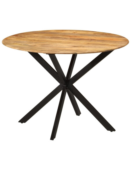 Table à manger Style Industriel en bois de manguier massif et acier Ø 110 x 78 cm {attributes}