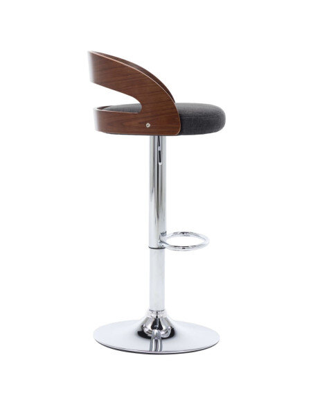 Tabourets de bar Rétro / Vintage en lot de 2 en tissu et bois courbé Gris  {attributes} Tabourets de bar Rétro / Vintage en lot de 2 en tissu et bois courbé Gris  {attributes}