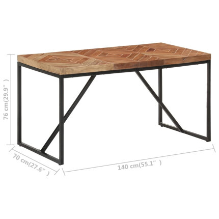 Table à manger Style Industriel en bois massif d'acacia et de manguier 140 x 70 x 76 cm {attributes}