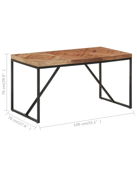 Table à manger Style Industriel en bois massif d'acacia et de manguier 140 x 70 x 76 cm {attributes}
