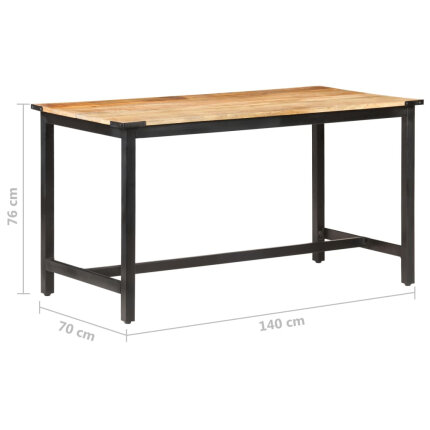 Table à manger Style Industriel en bois de manguier massif brut 140 x 70 x 76 cm {attributes}