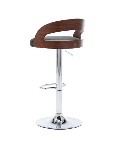 Tabourets de bar Rétro / Vintage en lot de 2 en tissu et bois courbé Gris  {attributes} Tabourets de bar Rétro / Vintage en lot de 2 en tissu et bois courbé Gris  {attributes}