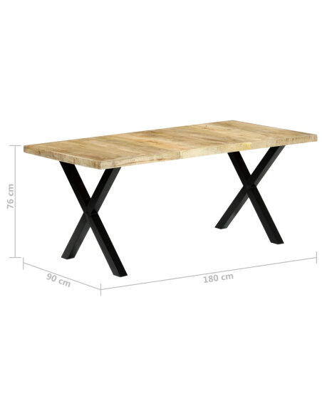 Table à manger Style Industriel en bois de manguier massif 180x90x76 cm {attributes} Table à manger Style Industriel en bois de manguier massif 180x90x76 cm {attributes}