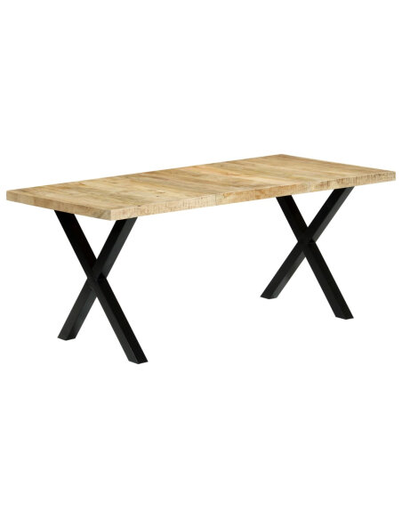Table à manger Style Industriel en bois de manguier massif 180x90x76 cm {attributes} Table à manger Style Industriel en bois de manguier massif 180x90x76 cm {attributes}