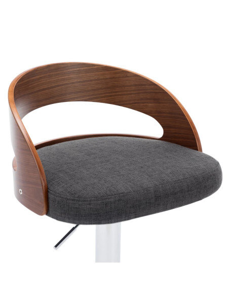 Tabourets de bar Rétro / Vintage en lot de 2 en tissu et bois courbé Gris  {attributes} Tabourets de bar Rétro / Vintage en lot de 2 en tissu et bois courbé Gris  {attributes}