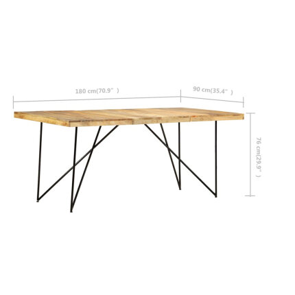 Table à manger style Industriel / Bohème en bois de manguier massif 180x90x76 cm {attributes}