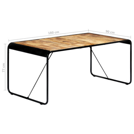 Table salle à manger Style Industriel en bois de manguier brut 180 x 90 x 76 cm {attributes}