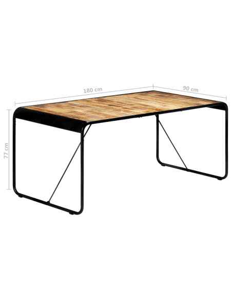Table salle à manger Style Industriel en bois de manguier brut 180 x 90 x 76 cm {attributes} Table salle à manger Style Industriel en bois de manguier brut 180 x 90 x 76 cm {attributes}