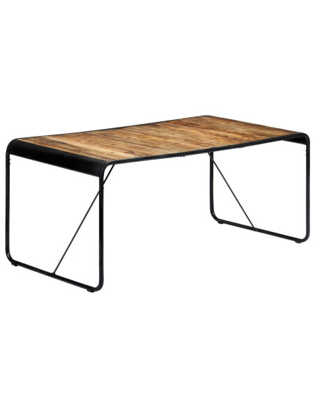 Table salle à manger Style Industriel en bois de manguier brut 180 x 90 x 76 cm {attributes} Table salle à manger Style Industriel en bois de manguier brut 180 x 90 x 76 cm {attributes}