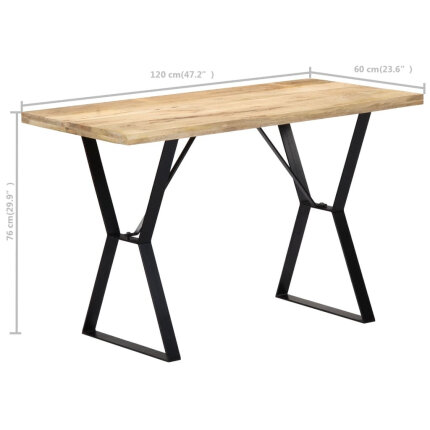 Table à manger Style Industriel en bois de manguier massif 120 x 60 x 76 cm {attributes}