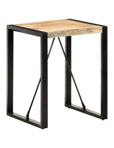 Table à manger Style Industriel en bois de manguier massif brut Noir 60 x 60 x 75 cm {attributes} Table à manger Style Industriel en bois de manguier massif brut Noir 60 x 60 x 75 cm {attributes}