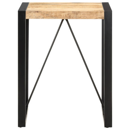 Table à manger Style Industriel en bois de manguier massif brut Noir 60 x 60 x 75 cm {attributes}