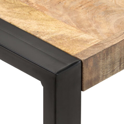 Table à manger Style Industriel en bois de manguier massif brut Noir 60 x 60 x 75 cm {attributes}