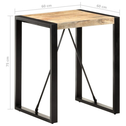 Table à manger Style Industriel en bois de manguier massif brut Noir 60 x 60 x 75 cm {attributes}