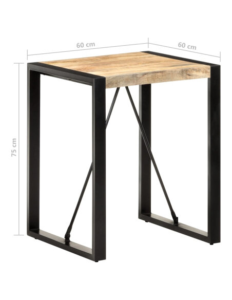 Table à manger Style Industriel en bois de manguier massif brut Noir 60 x 60 x 75 cm {attributes} Table à manger Style Industriel en bois de manguier massif brut Noir 60 x 60 x 75 cm {attributes}