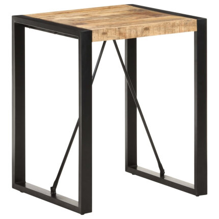 Table à manger Style Industriel en bois de manguier massif brut Noir 60 x 60 x 75 cm {attributes}