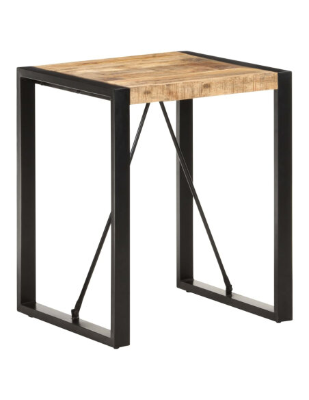 Table à manger Style Industriel en bois de manguier massif brut Noir 60 x 60 x 75 cm {attributes} Table à manger Style Industriel en bois de manguier massif brut Noir 60 x 60 x 75 cm {attributes}