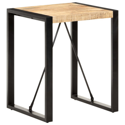 Table à manger Style Industriel en bois de manguier massif brut Noir 60 x 60 x 75 cm {attributes}
