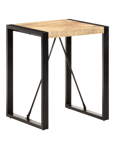 Table à manger Style Industriel en bois de manguier massif brut Noir 60 x 60 x 75 cm {attributes} Table à manger Style Industriel en bois de manguier massif brut Noir 60 x 60 x 75 cm {attributes}