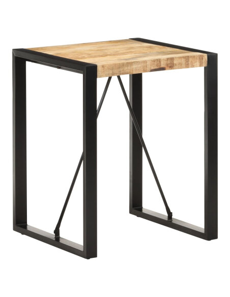 Table à manger Style Industriel en bois de manguier massif brut Noir 60 x 60 x 75 cm {attributes} Table à manger Style Industriel en bois de manguier massif brut Noir 60 x 60 x 75 cm {attributes}
