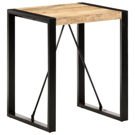 Table à manger Style Industriel en bois de manguier massif brut Noir 60 x 60 x 75 cm {attributes}