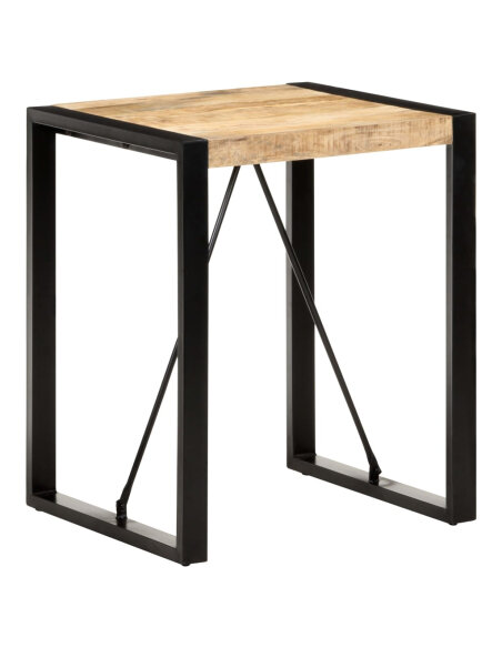 Table à manger Style Industriel en bois de manguier massif brut Noir 60 x 60 x 75 cm {attributes} Table à manger Style Industriel en bois de manguier massif brut Noir 60 x 60 x 75 cm {attributes}