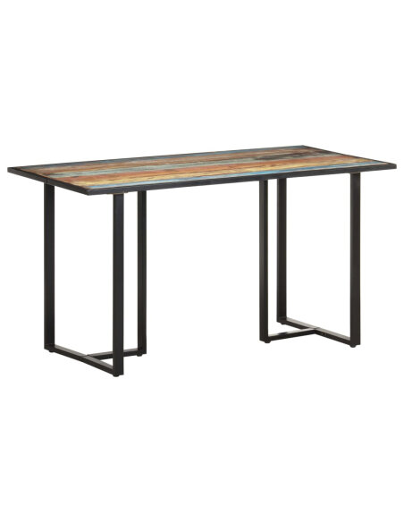 Table salle à manger Style Industriel en bois de récupération massif Multicolore 140 x 70 x 76 cm {attributes} Table salle à manger Style Industriel en bois de récupération massif Multicolore 140 x 70 x 76 cm {attributes}