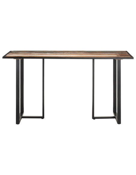 Table salle à manger Style Industriel en bois de récupération massif Multicolore 140 x 70 x 76 cm {attributes} Table salle à manger Style Industriel en bois de récupération massif Multicolore 140 x 70 x 76 cm {attributes}