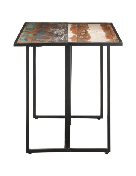 Table salle à manger Style Industriel en bois de récupération massif Multicolore 140 x 70 x 76 cm {attributes} Table salle à manger Style Industriel en bois de récupération massif Multicolore 140 x 70 x 76 cm {attributes}