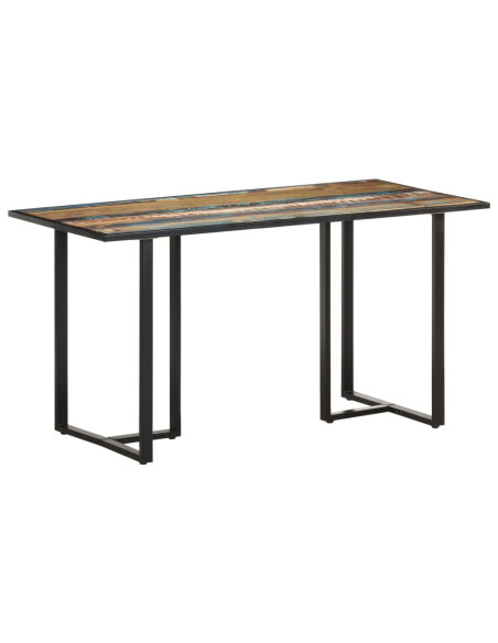 Table salle à manger Style Industriel en bois de récupération massif Multicolore 140 x 70 x 76 cm {attributes} Table salle à manger Style Industriel en bois de récupération massif Multicolore 140 x 70 x 76 cm {attributes}