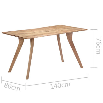 Table de salle à manger Style Scandinave en bois d'acacia massif 140 x 80 x 76 cm {attributes}