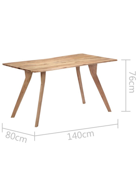 Table de salle à manger Style Scandinave en bois d'acacia massif 140 x 80 x 76 cm {attributes}