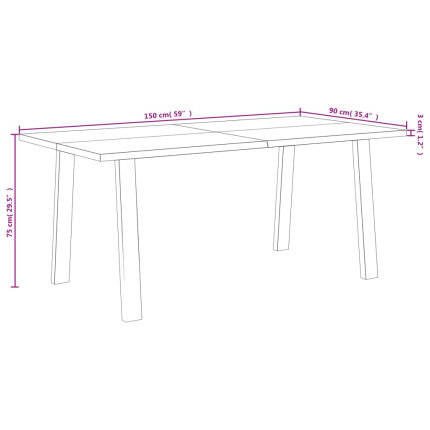 Table à manger Style Industriel en bois d'acacia 150 x 90 x 75 cm {attributes}